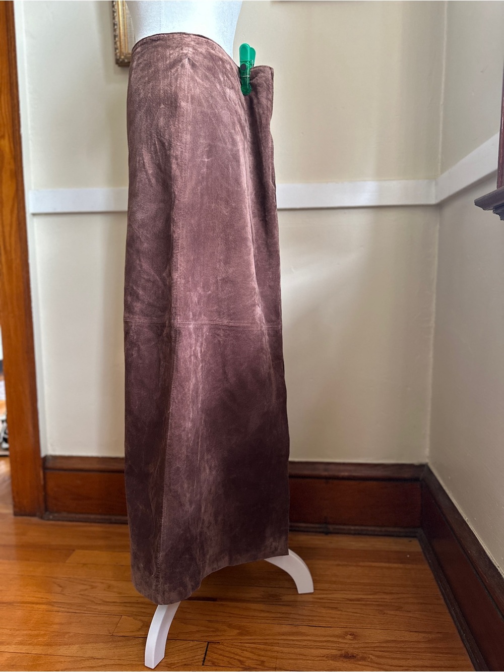 Suede A-Line Maxi Skirt in Taupe - Picture 3 of 10